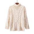 Autumn and Winter Korean Style Loose High Collar Cable-Knit Pullover Sweater Women's Thicken Lazy Style Knitwear Sweater Coat. 