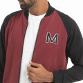 Masculine Knitted bombers jacket - Maroon. 