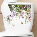 GC Green Plant Leaves Flowers Toilet Stickers Self-Adhesive Toilet Lid Stickers Bathroom Wall Sticker Toilet Cover Decor Decal. 