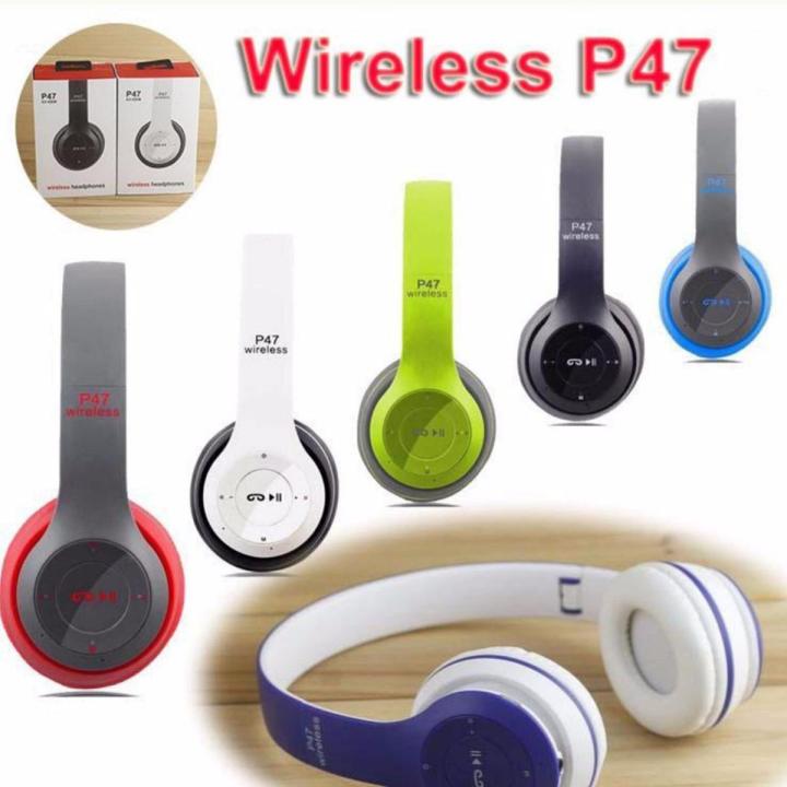 P47 Wireless Headphone Bluetooth 5.0 Earphone Foldable Bass Helmet Support Tf-Card For Ps4, Phone - Bluetooth Headphone