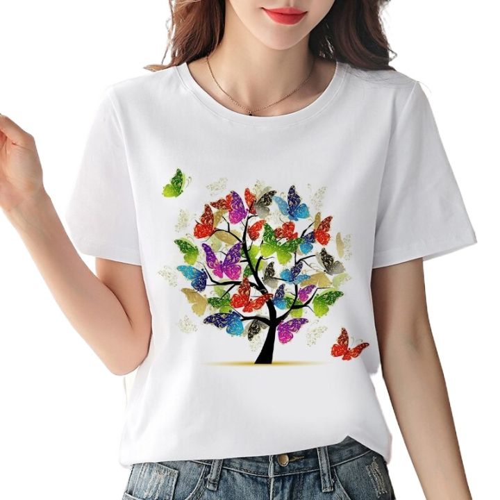 New%20women's%20butterfly%20tree%20printing%20T-shirts%20-%20Image%203