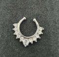 Women Fake Nose Ring Silver Color Non-Piercing Clip-On Jewelry Single Piece.