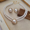 【100%-original】 Banquet Accessories White Pearl Necklace Dress Party Jewelry Double Layered Necklace White Pearl Earrings Vintage Pearl Choker Necklace.