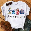 Kawaii Disney Cartoon Lilo Stitch T Shirt Women Funny Stitch Ohana Graphic Tees Unisex Tops Anime Harajuku Grunge T-shirt Female. 