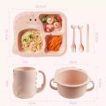 RHS Online 6PCS Baby Eco-friendly Dinnerware Cute Dinosaur Cutlery Plate Bowl Cup Fork Spoon Children Feeding Tableware Set. 