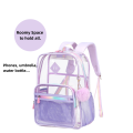 Popular Clear Backpack Heavy Duty, Stylish Transparent Laptop Book bag, for Stadium Check Approved, Jelly Purple.