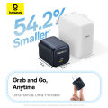 Baseus GaN Charger 45W PD Adapter For Iphone 1516 Series Macbook PicoGo GaN6 Pro Fast Charger US Black.