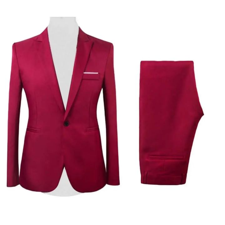 Men Business Casual Suits 2 Pieces Set Jacket Pants Men's Wedding Suit Slim Business Office Suit Formal Business Blazer Suit