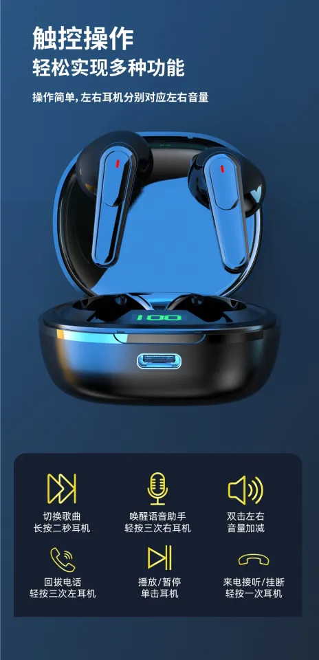 PRO50 digital display bluetooth headset cross-border wireless TWS earphone ENC noise cancelling headset Bluetooth 5.0