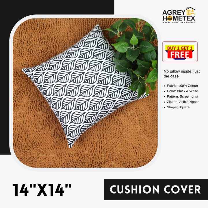 Cushion Cover, Black & White (14"x14"), Only Cover