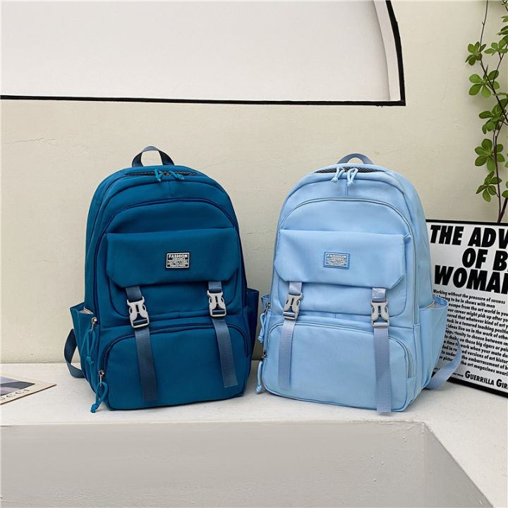 2024 New Oxford Cloth Backpack Korean Version Solid Color Middle School and High School Student Bag Large Capacity Simple Style Backpack Trend
