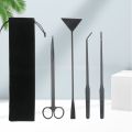 Water Grass Scissors Set Four Pieces Fish Tank Cleaning Tool Stainless Steel Wave Clippers Straight Shears Tweezers Sandscraper.