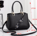 Embroidered Messenger Bags Women Leather Handbags Bags for Women Ladies Hand Bag Female bag new|Shoulder Bags(Black). 