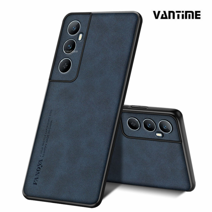 Vantime for Realme C65 4G Case PU Leather Slim Matte Hard Back Cover