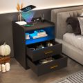 Smart Bedside Table with Lighting, LED Nightstand with 24-Color RGB Lights, Modern Bed Side Table/Night Stand for Bedroom, Living Room,24/18. 