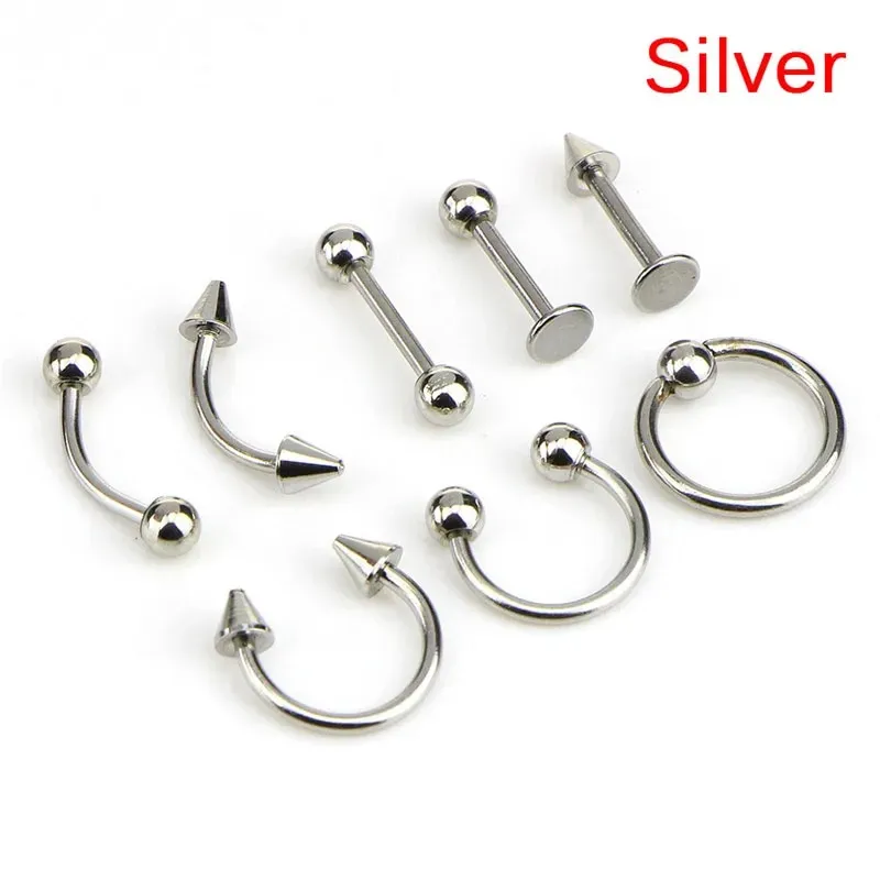 8PCS Stainless Steel Fashion 16G Titanium Anodized Body Jewelry