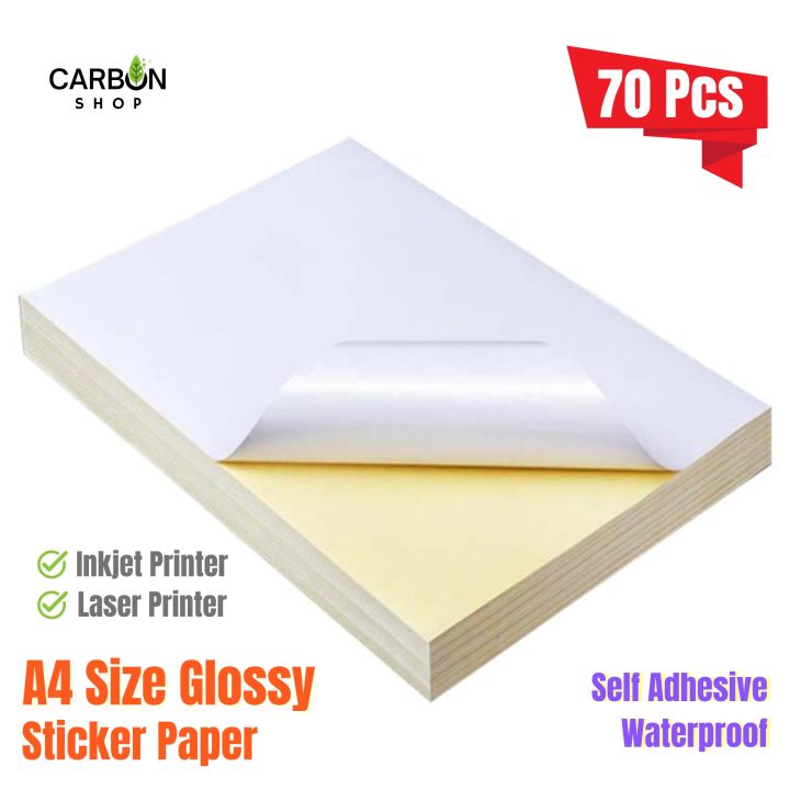 A4 সাইজের গ্লোসি স্টিকার পেপার ইঙ্কজেট লেজার প্রিন্টার এর জন্য ২০/৩০/৫০/৭০/১০০ পিস - sticker
