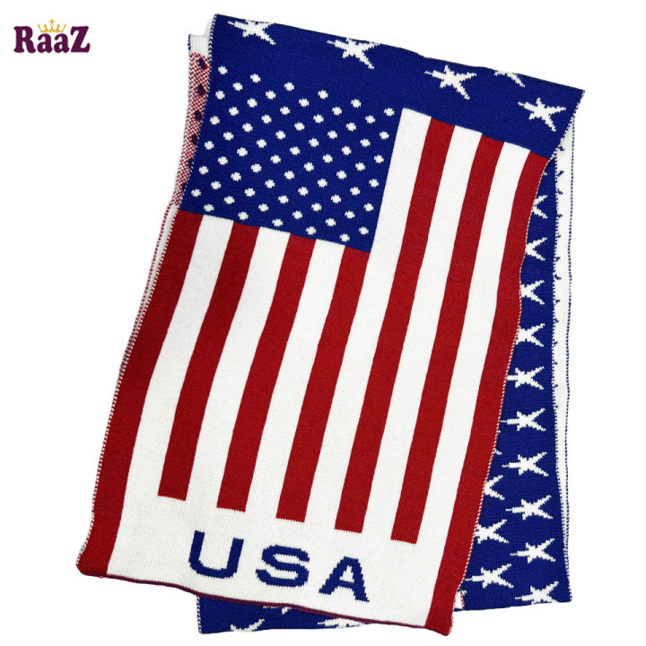 USA Flag 2 in 1 Trendy Stylish Fashion Soft Scarf, Men's And Women' Woolen Winter Muffler