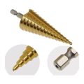 HSS Step Drill Bit Set of 3, 4-12mm 4-20mm 4-32mm Cone Titanium Wood Metal Hole Cutter Hex Shank Drive Quick Change Tool. 
