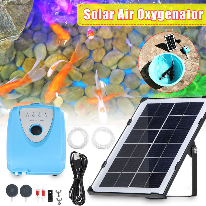 Solar Powered Panel Air Oxygenator Pond Fish Air Pump Aerator Fish Tank