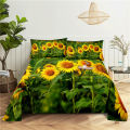 Sunflower Bedding Sheet Home Digital Printing Polyester Bed Flat Sheet With Pillowcase Print Bed Sheet. 