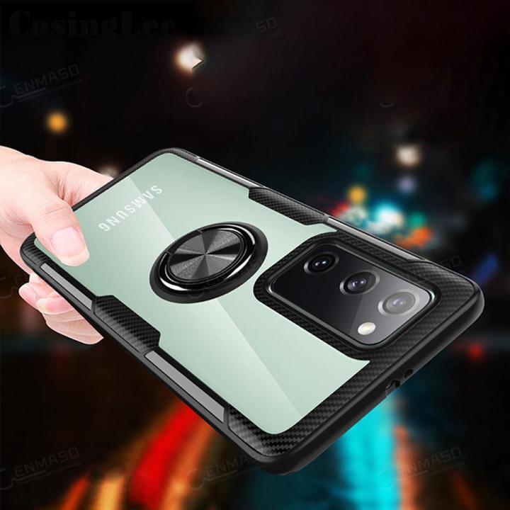 For Galaxy S21 Plus Hard Case with Ring Magnetic Ring Transparent