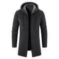 New Men's Autumn/winter Long Coat Grab Cashmere Sweater Thick Warm Hooded Jumper Cardigan Fashion Solid Color Jacket. 