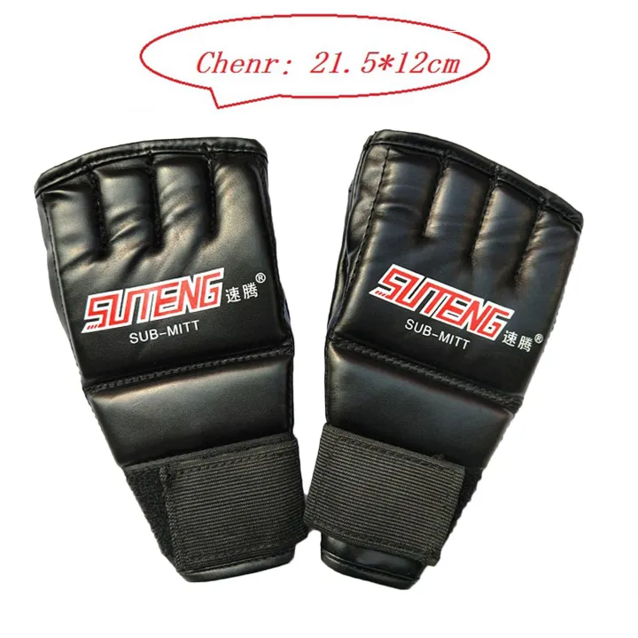 MMA%20Half%20Finger%20Boxing%20Fight%20Gloves%20Mitts%20for%20Sparring%20Punching%20Bag%20Training%20-%20for%20Adults%20Black%203%20-%20Image%202