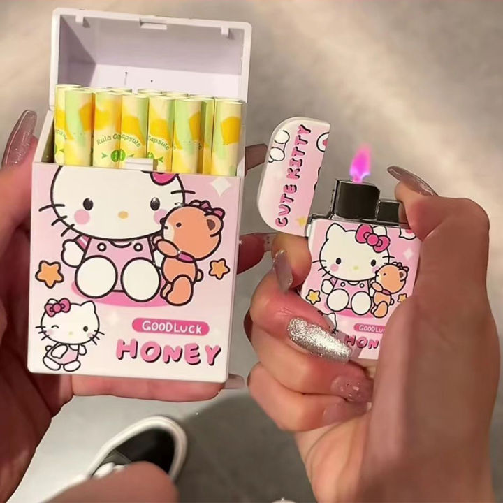 cute cigarette case Kawaii Sanrio Cigarette Case Anime Cute Hello Kitty Kuromi Cinnamoroll Y2k  Cartoon Cigarette Storage Box Man Women Couple Gifts