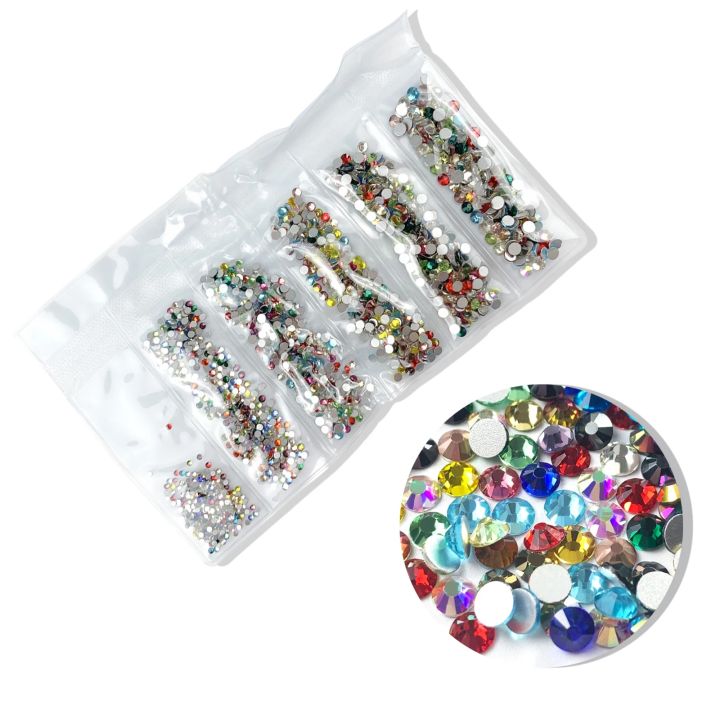 Super Glitter Multi-Size Crystal Flatback Glass Nails Art Rhinestones For 3D Nail Art Rhinestones Decoration Gems SS4-SS12