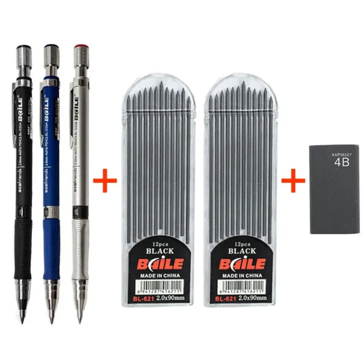 6PCS%202.0mm%20professional%20Mechanical%20Pencil%20Set%202B%20Pencils%20Colorful/Black%20Refills%20Art%20Sketch%20Office%20Stationery%20School%20Supplies%20-%20Image%202
