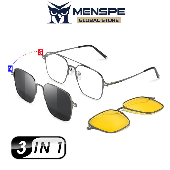 MENSPE In Sunglasses Men Polarized Sunglasses Night Vision Eyewear  Magnetic Sun Glasses Frame Spectacles Lens Unisex Anti-UV Spectacles  Fashion