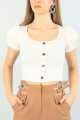 Half Sleeve Crop Top Blouse for Women Show Button.