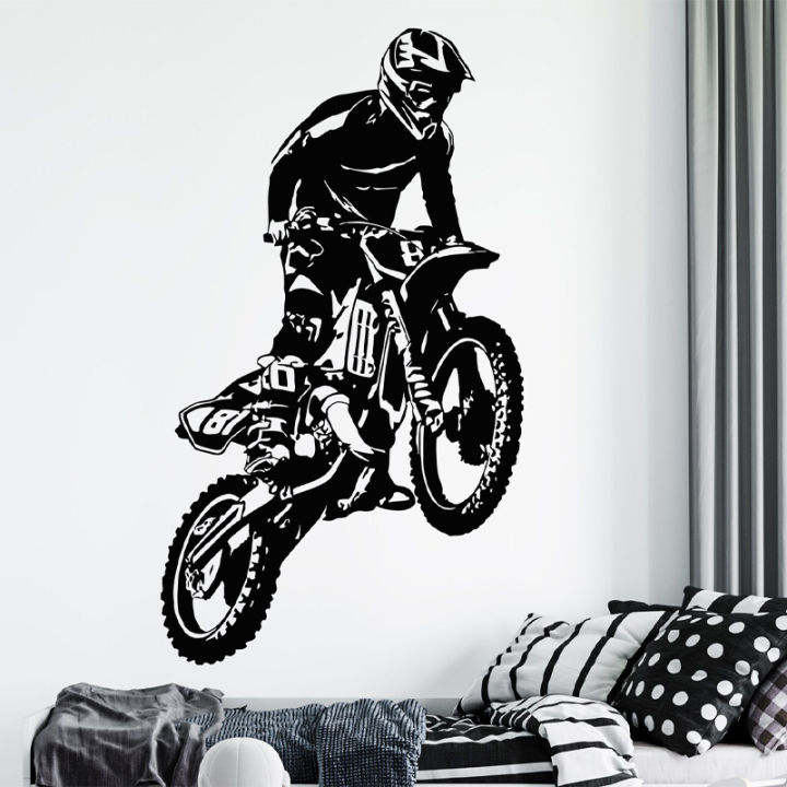 Motocross Motorbike Wall Stickers Vinyl Home Decor Boys Teens