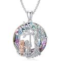 Creative Sister Crystal Necklace Stainless Steel Life Tree Pendant Engagement Necklaces for Women Stainless Steel Jewelry Gift. 
