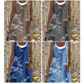Midi Dress Ladies Shirt Dresses Plus Size Womens Two Piece Denim Print Casual Dress Sleeveless.