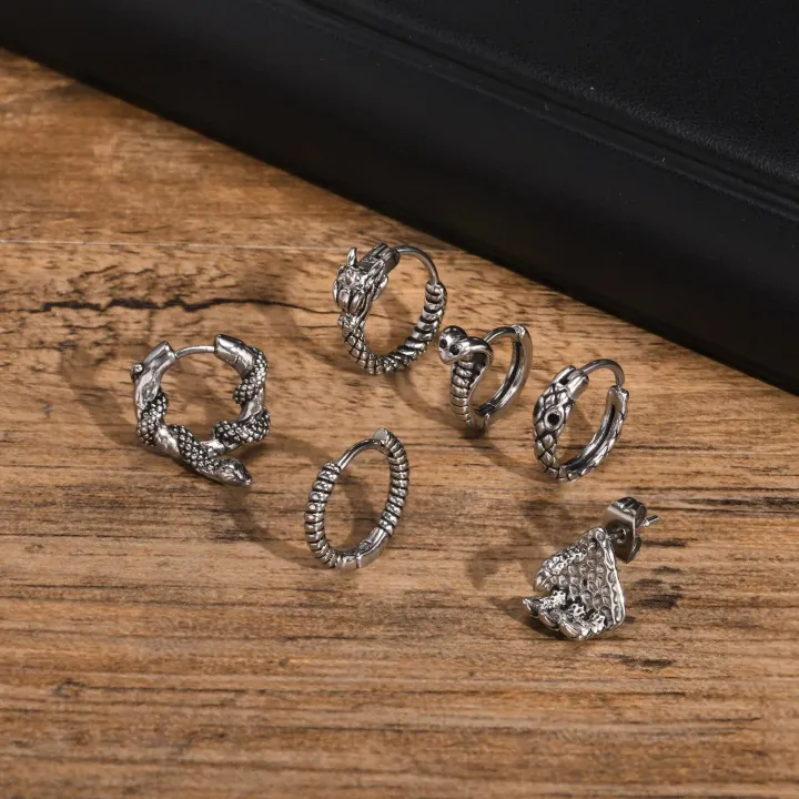 Men's%20Snake%20Earring%20Hoop%20Huggies,%20Never%20Fade%20Silver%20Color%20Stainless%20Steel%20Round%20Hoop%20Earring%20for%20Male%20Boys,%20brincos%20masculinos%20-%20Image%203