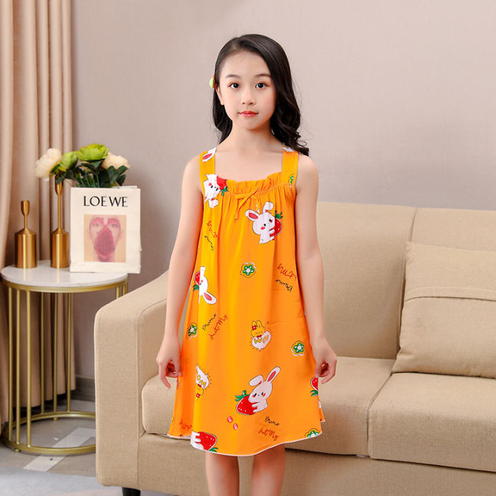 Children's%20Clothes%20Cotton%20Silk%20Pajamas%20Girl's%20Summer%20Pajama%20Skirt%20Little%20Girl%20Sling%20Princess%20Dress%20-%20Image%202