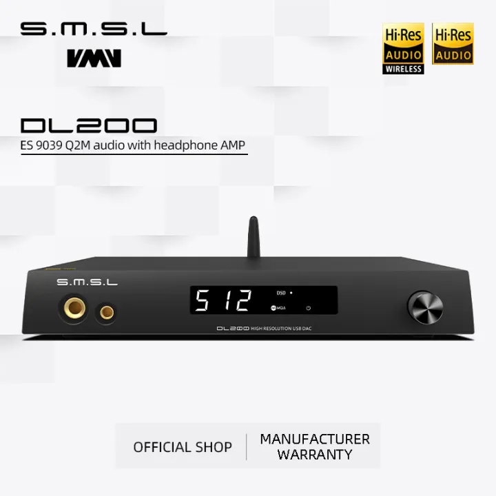 SMSL DL200 AUDIO DAC Headphone Amplifier MQA-CD ES9039Q2M True Balanced Bluetooth APTX HD OPA1612 DSD512 With Remote Control