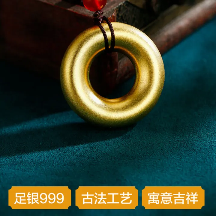 Yongxing%20Silver%20Tower%20999%20Sterling%20Silver%20Peace%20Buckle%20Pendant%20Retro%20Dharma%20Heart%20Sutra%20Pendant%20for%20Men%20and%20Women%20Lovers%20Full%20Silver%20Sweater%20Chain%20-%20Image%205