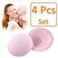 4 pcs BreastPad Washable Reusable Soft Cotton BreastPads, Absorbent Breastfeeding Nursing Pad. 
