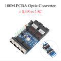 10M/100M Fiber Optic Media Converter 4 RJ45 to 2 SC A+B Optic Connector 1310nm/1550nm Ports PCBA Board 20KM LAN Switch Blue. 