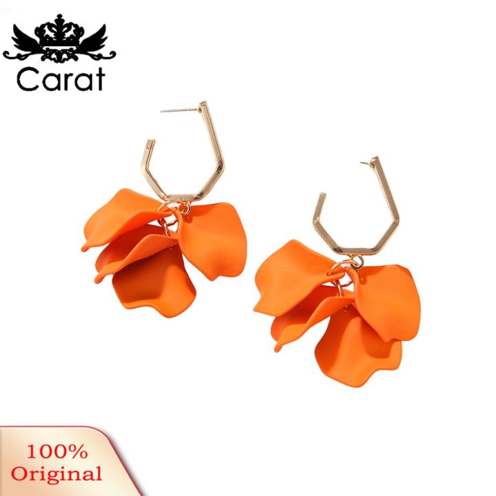 Carat Elegant Rose Petal Dangle Earrings Stunning Rose Petal Drop Earrings Long Exaggerated Dangle Earrings in Bright Colors Fashion Jewelry for Trendy Rose Petal Jewelry