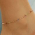 【Bestselling Product】 Bohemian Colorful Rhinestone Adjustable Anklet for Women Summer Beach Color Thin Feet Chain Party Jewelry Accessories New.