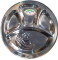 Divided Plate/ Stainless Steel Plate/ Divided Plate 4 Section | Round 4 Compartment Stainless Steel Plate. 