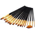 15Pcs Watercolor Paint Brushes Set Nylon Hair Painting Brush Variety Style Short Rod Oil Acrylic Painting Brush Pen Art Supplies.