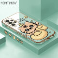 Hontinga for Samsung A52S 5G Back Cover Luxury 6D Plating Cartoon Get Rich Side Pattern Caese Soft Silicone Square Phone Cases.