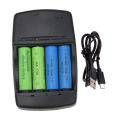 4 slots Smart USB Battery Charger for Rechargeable Battery AA AAA AAAA 1.5V Alkaline 14500 10440 16340 10440 3.2V LiFePo4 charge.