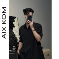AIX KOM|Fashionable Designer Lapel Fashion Casual All-Match Light Luxury Temperament Shirt Solid Color Simple.