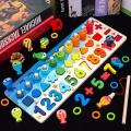 Kids Toys Wooden Geometric Shape Color Digital Cognition Puzzle Math Early Educational Toys For Children. 